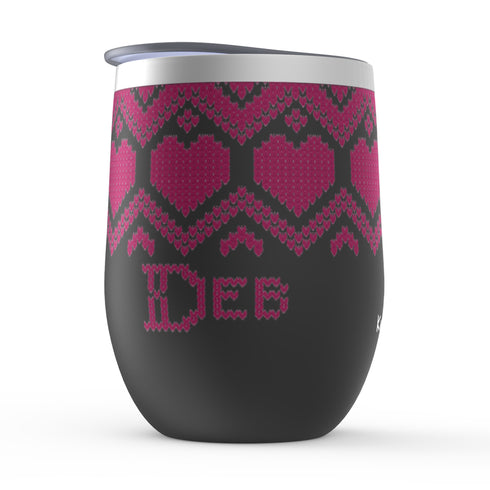 Fair Isle Hearts Stemless Wine Tumblers